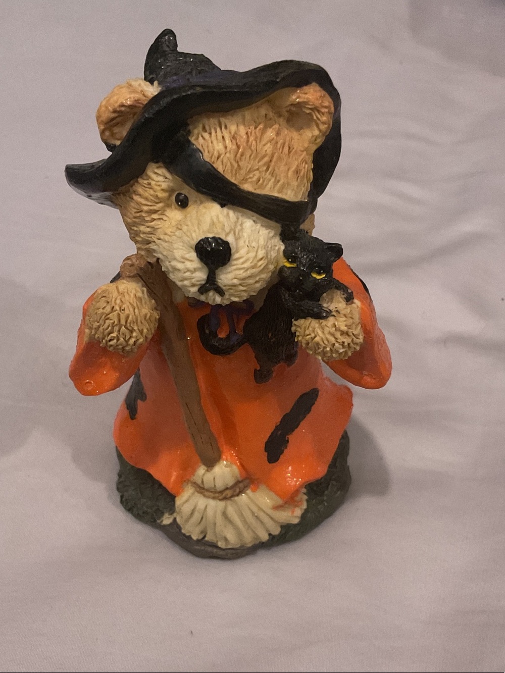 Halloween Bear Figurine in Orange and Black - Decorative Home Accent